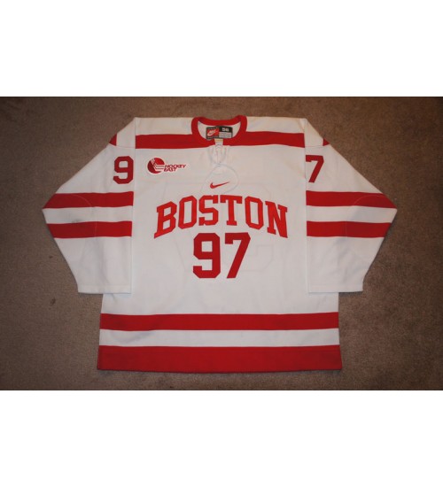 Custom NCAA 2006-07 Boston University Terriers BU 97 Matt Gilroy Hockey Jersey Home White